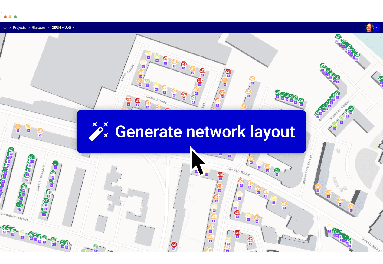 Generating a thermal network layout in one click